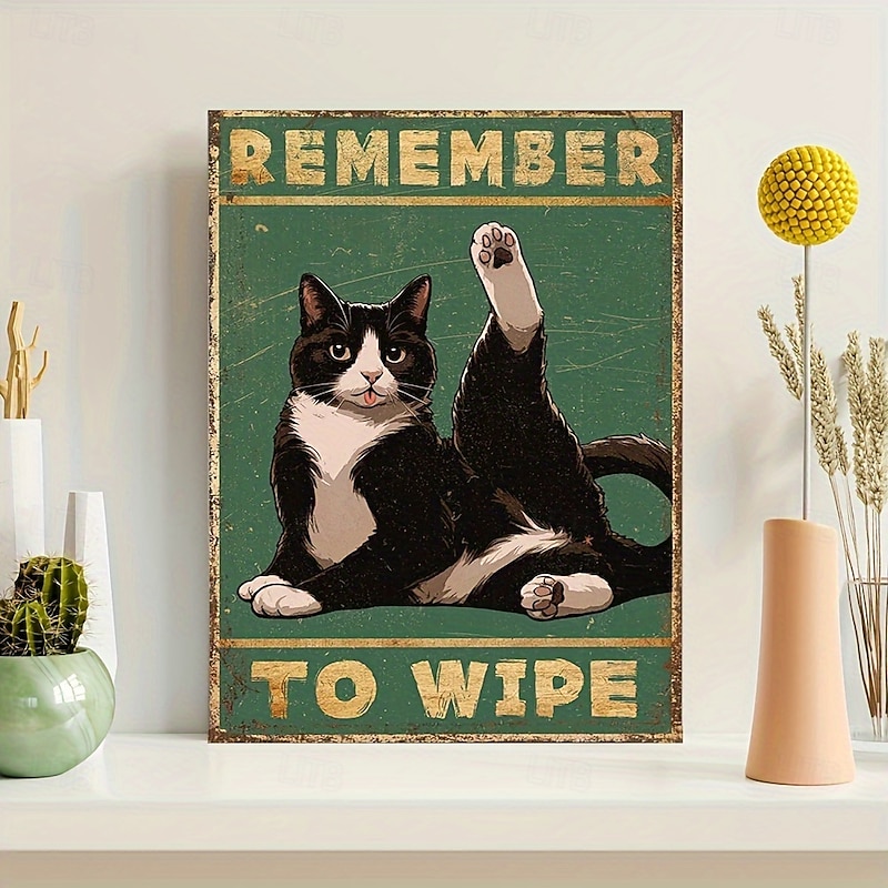 Charming Bathroom Cat Canvas Art Frameless Wall Decor for Home Office Cafe  Perfect for Bedroom Living Room Kitchen
