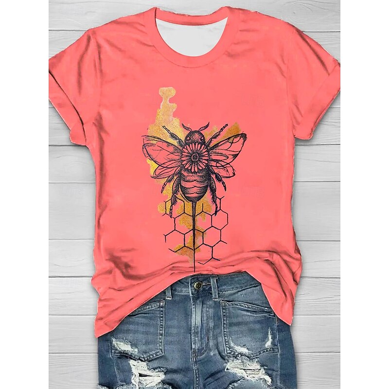Women's T Shirt Graphic Animal Vintage Stylish Classic Short Sleeve Crew Neck Regular Tops Daily Weekend Print Sage Green White Pink Dusty Rose Orange Summer3
