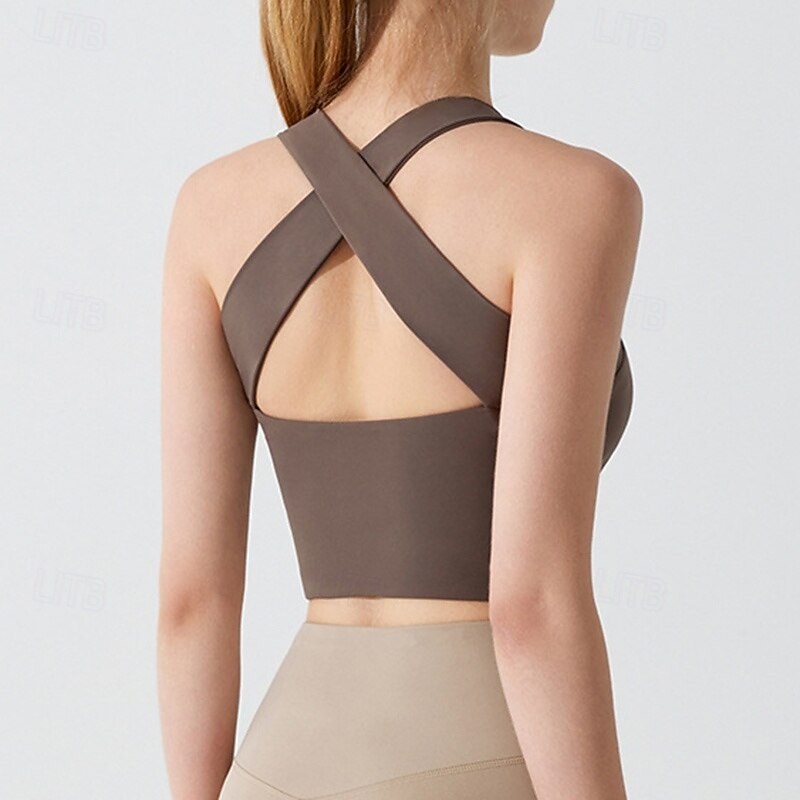 Women's Workout Tank Tops Sports Bra Underwear Medium Support Breathable Wireless Padded Solid / Plain Color Sport Activewear White Purple Gym Fitness Yoga4