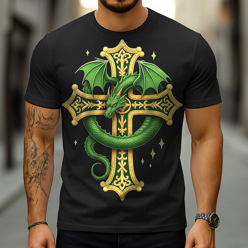 Men's 3D Celtics Tree Of Life T Shirt Short Sleeve T shirt 3D Print Crew Neck Shirt Viking Designer Party Street Casual Navy Blue Blue Green Summer Spring Clothing Apparel S M L XL XXL XXXL