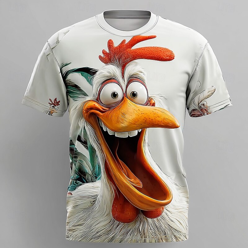 Men's Animal 3D Funny T Shirt Short Sleeve T shirt 3D Print Crew Neck Shirt Exaggerated Designer Party Holiday White 1 White 2 White 3 Summer Spring Clothing Apparel S M L XL XXL XXXL2