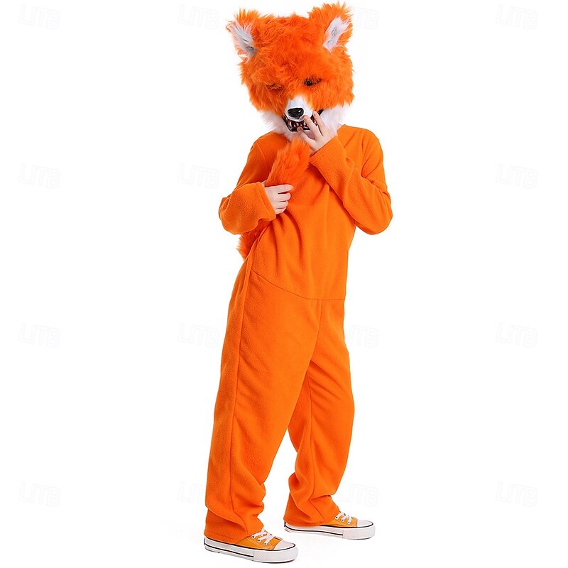 Animals Fairy Tale Fox Mask Onesie Costume Storybook Characters Cute Movie Cosplay for Boys' Girls' Kid's Halloween Carnival World Book Day Performance Educational Dress Up School Event Dress Up4