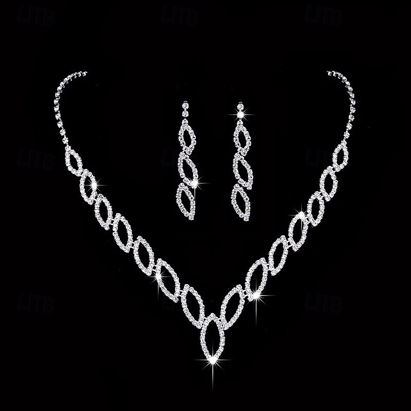 Bridal Jewelry Sets One-piece Suit Alloy Earrings Necklace Women's Stylish Luxury Cute Geometrical Joy irregular Jewelry Set For Party4