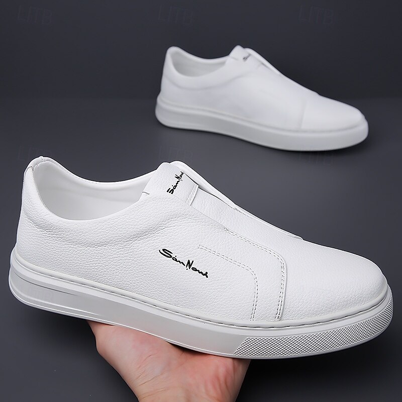 Men's White Slip-On Sneakers Minimalist Casual Shoes for Daily Wear Travel and Work3