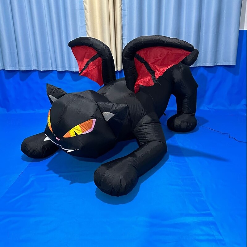 1 Pc2.4M Halloween Inflatable Black Cat Air Model with Light Halloween Indoor and Outdoor Horror and Weird Party Atmosphere Light2