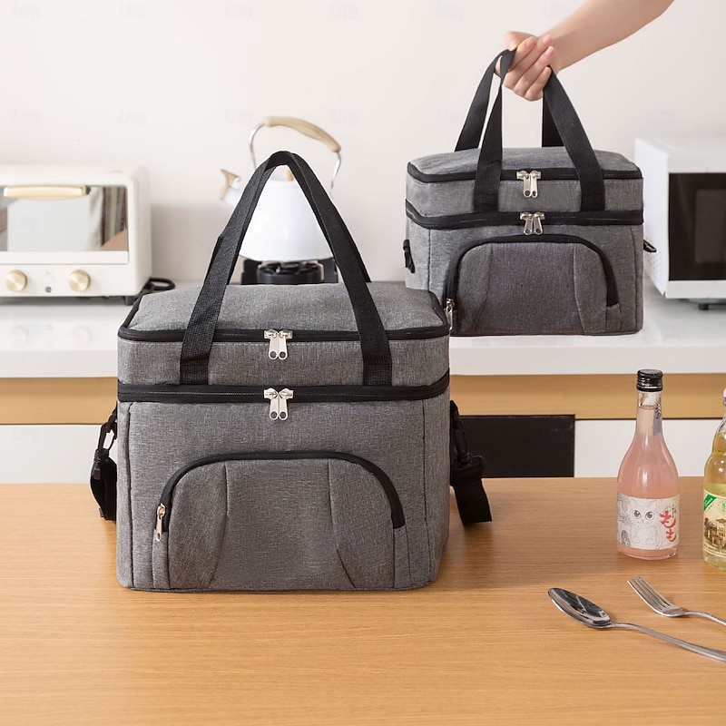 Lunch Bag for Women and Men for Back to School Office Picnic Hiking Beach Double Layer Large Capacity Insulated Cooler Tote Portable Outdoor Picnic and Work Lunch Box Bag