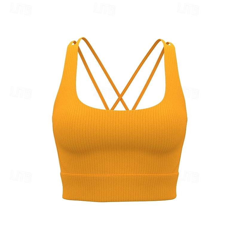 Women's Solid Colored Tennis Shirt Tennis Tank Top Sports Bra 1 PC Sleeveless Criss Cross Sporty Reduces Chafing High Elasticity Professional Tennis Running Fitness Strap U Neck Sports Bra Tank Top3