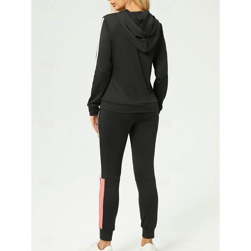 Women's Fashion Streetwear Daily Hoodie Pants Sets Long Sleeve Hooded Geometric Print Casual Daily Pink Red Royal Blue Summer Regular Fit4