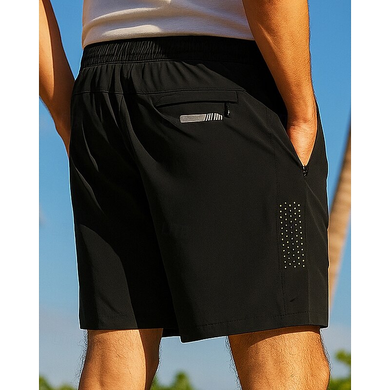 Men's Running Bottoms Workout Shorts Pocket Reflective Strip High Waist Bottoms Athleisure Gym Workout Quick Dry Moisture Wicking Breathable Gym Workout Outdoor Running Loose Fit Sportswear Activewear2