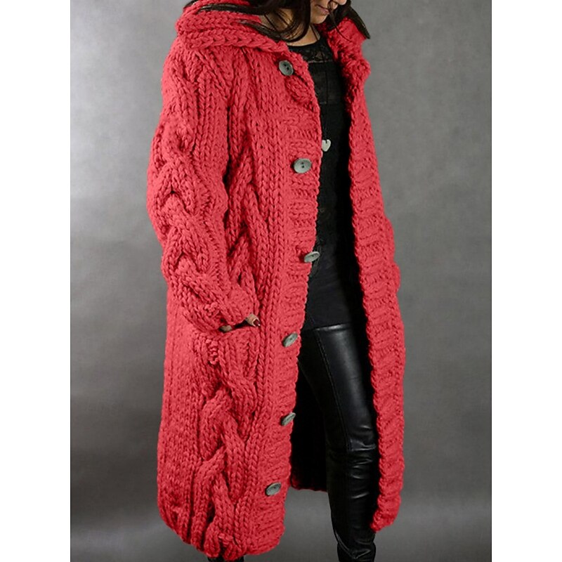 Women's Winter Coat Comfortable Breathable Pocket Fashion Daily Plain Outdoor Casual Daily Single Breasted Long Hooded Regular Fit Long Sleeve Outerwear Pink Red Blue Spring Fall2