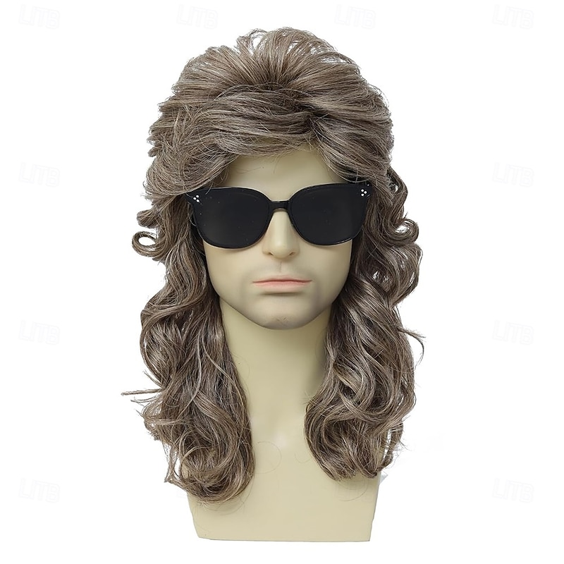 Mullet Wig Men Wigs Joe Dirt Emo Wig 70s 80s Halloween Costumes Punk Rocker Long Wig2