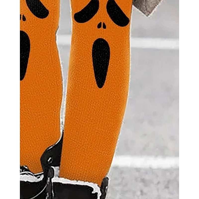 Women's Pants Trousers Leggings Streetwear Casual Full Length High Waist Patterned Elastic Waist Print Breathability Comfortable Stretchy Vacation Street Daily Wear Orange Gray Spring Fall Regular Fit4