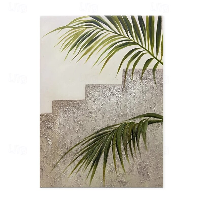 Handmade Oil Paintings Canvas Wall Art Decoration Modern Wabi-Sabi Style Large Leaves for Home Dining Room Decor Rolled Frameless Unstretched Painting4