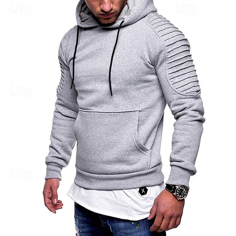 Men's Hoodie Pullover Hoodie Sweatshirt Tactical Hoodie Black Light Grey Dark Gray Camouflage Green Hooded Plain Pleated Sports & Outdoor Daily Streetwear Cool Casual Athletic Fall Clothing Apparel3