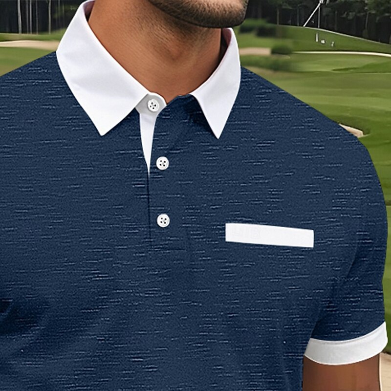 Men's Sports Polo Shirts Golf Shirt Sports Active Lapel Short Sleeve Fashion Basic Color Block Patchwork Summer Regular Fit Black Burgundy Navy Blue Dark Grey Sports Polo Shirts2