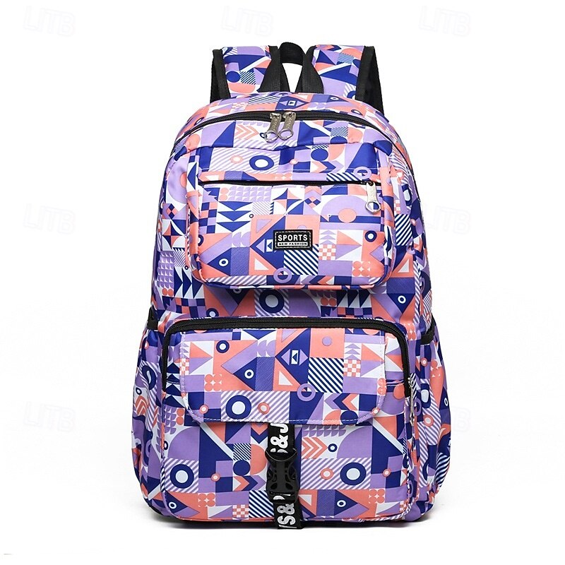 Unisex Geometric Print School Backpack – Lightweight Waterproof Bookbag for Teen Students, Ideal for Middle School, High School and Daily Travel2