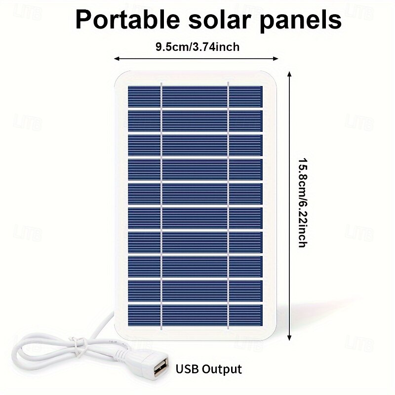 A Single Solar Portable Charging Panel That Is And Designed for Outdoor Use Ideal for Travel And Camping. It Serves As a Mobile Power Source for Charging Phones Powering Flashlights And Running Fan3