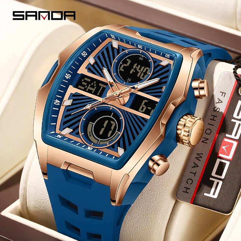 SANDA Women Men Kids Digital Watch Large Dial Outdoor Sports Casual Luminous Stopwatch Alarm Clock Countdown Silicone Watch