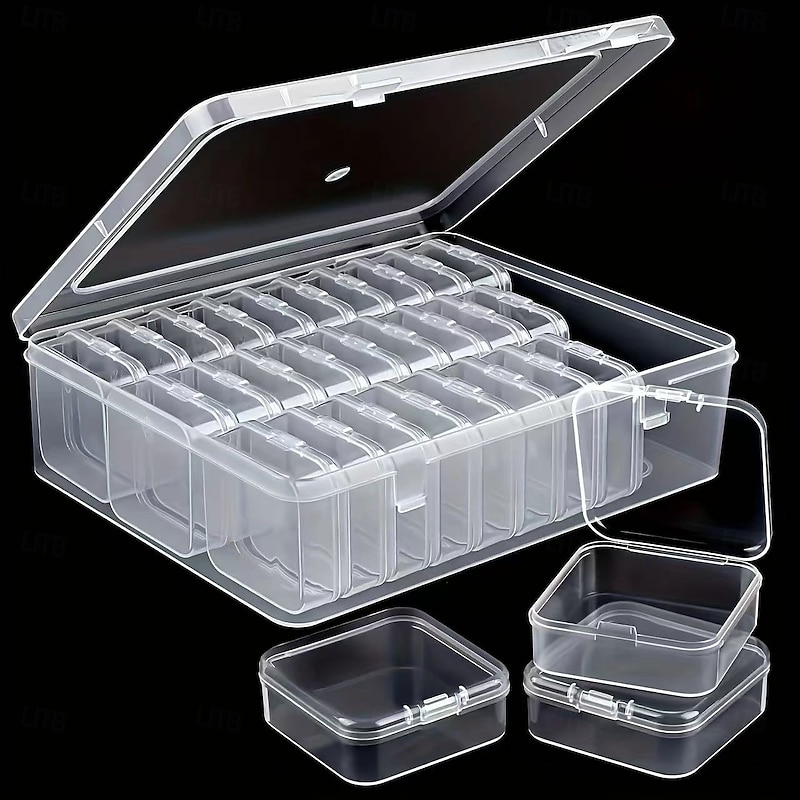 30pcs Clear Plastic Storage Boxes, Durable Organizer Containers for Beads, Jewelry, and Crafts, Perfect Gift and Jewelry Box