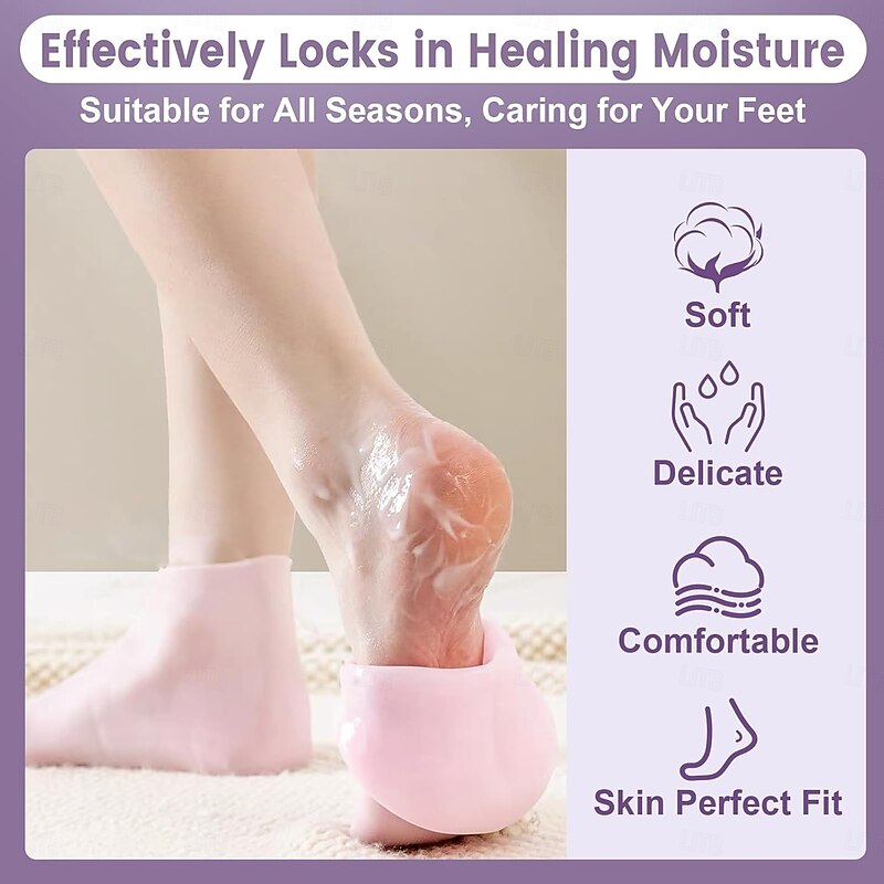 1 pairs Silicone Socks for Dry Cracked Feet, Women's Foot Socks for Moisturizing, one size4