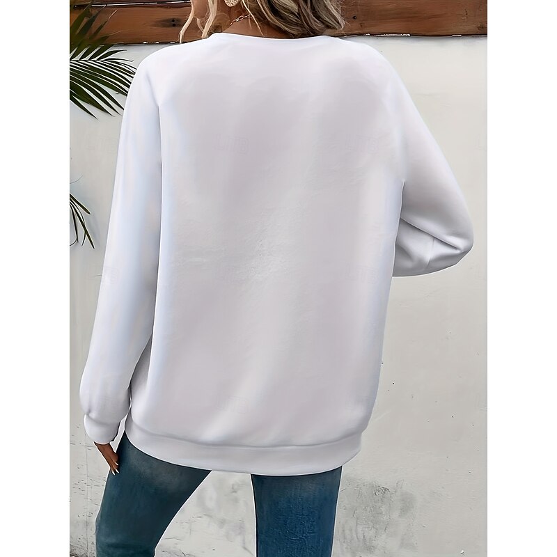 Women's Pullover Sweatshirt Heart Graphic Fashion Casual Long Sleeve Crew Neck Regular Tops Street Dailywear Casual Print Black White Fall Winter3