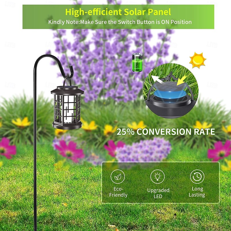 1 Pc Halloween Christmas Outdoor Waterproof Solar Simulation Flashing Flame Lantern 20LED Beads Courtyard Garden Lawn Path Terrace Hanging Light Pendant Decorative Light Landscape Light4