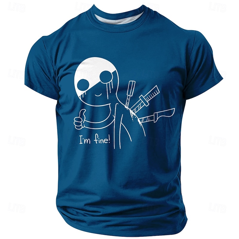 Men's Cartoon Funny Slang T Shirt Short Sleeve T shirt 3D Print Crew Neck Shirt Fashion Daily Basic Street Casual Daily Black Red Blue Summer Spring All Seasons Clothing Apparel S M L XL XXL XXXL