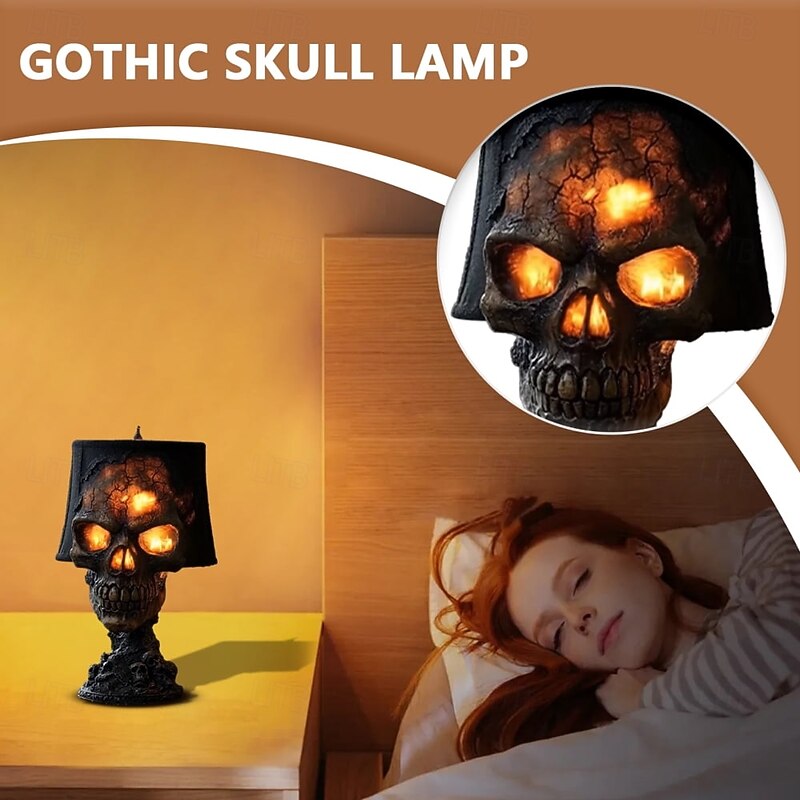 1 Pc Halloween Lava Stone Skull Lamp Ignites Dark and Mysterious Atmosphere Bedhead Restaurant Party Decoration Lamp4