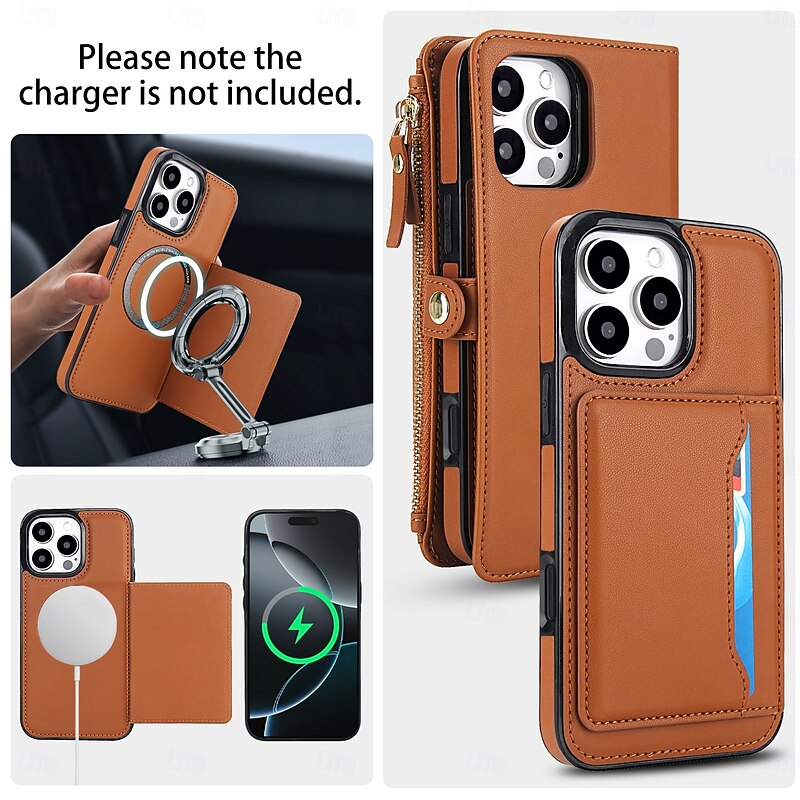 Phone Case For iPhone 17 Pro Max 17 Air 16 15 14 Pro Max Plus 16e 13 Pro Max 13 Mini Wallet Case with Lanyard Support Wireless Charging Card Slot Retro TPU PU Leather4