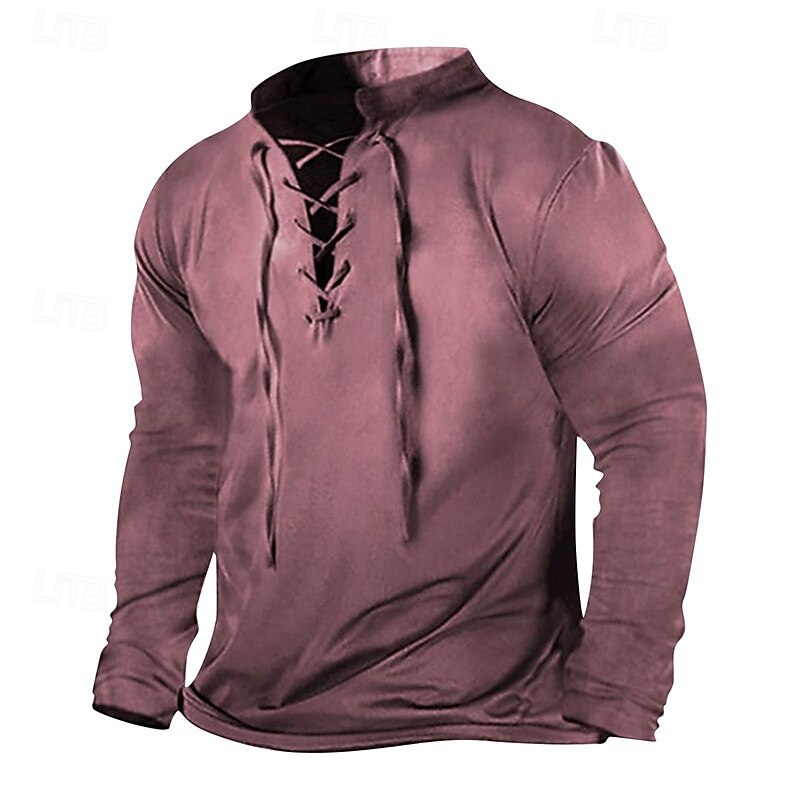 Men's Sweatshirt Black Pink Blue Green Khaki Standing Collar Plain Lace up Sports & Outdoor Daily Holiday Polyester Streetwear Basic Casual Spring Autumn / Fall Clothing Apparel Hoodies Sweatshirts4