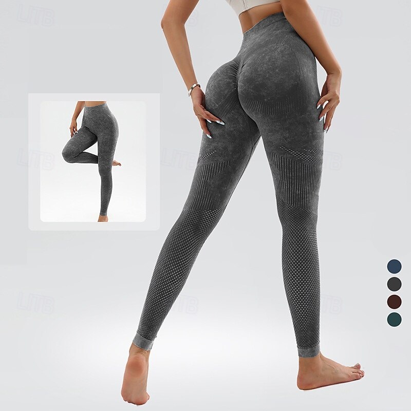 Women's Workout Leggings Yoga Pants Tummy Control High Waist Dance Pilates Running Bottoms Tie Dye Dark Grey Apricot Pink Fall Sports Activewear Tight Fit2