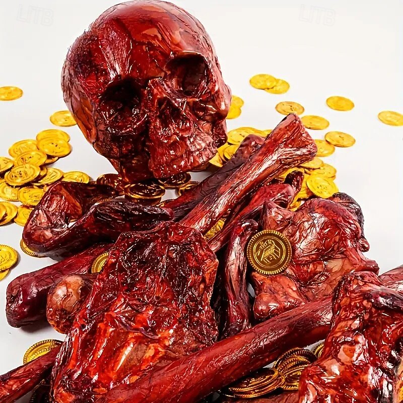 Set of 14 Dry Skeleton Bones Halloween Cross Border Skeleton Ornament Bar Escape Room Horror Decoration Props Scattered Bones4