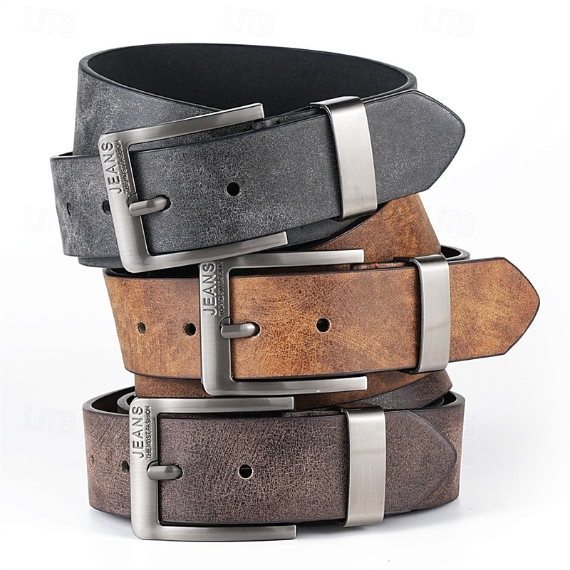 Men's Belt Waist Belt Black Camel PU Leather Alloy Durable Adjustable Plain Outdoor Daily