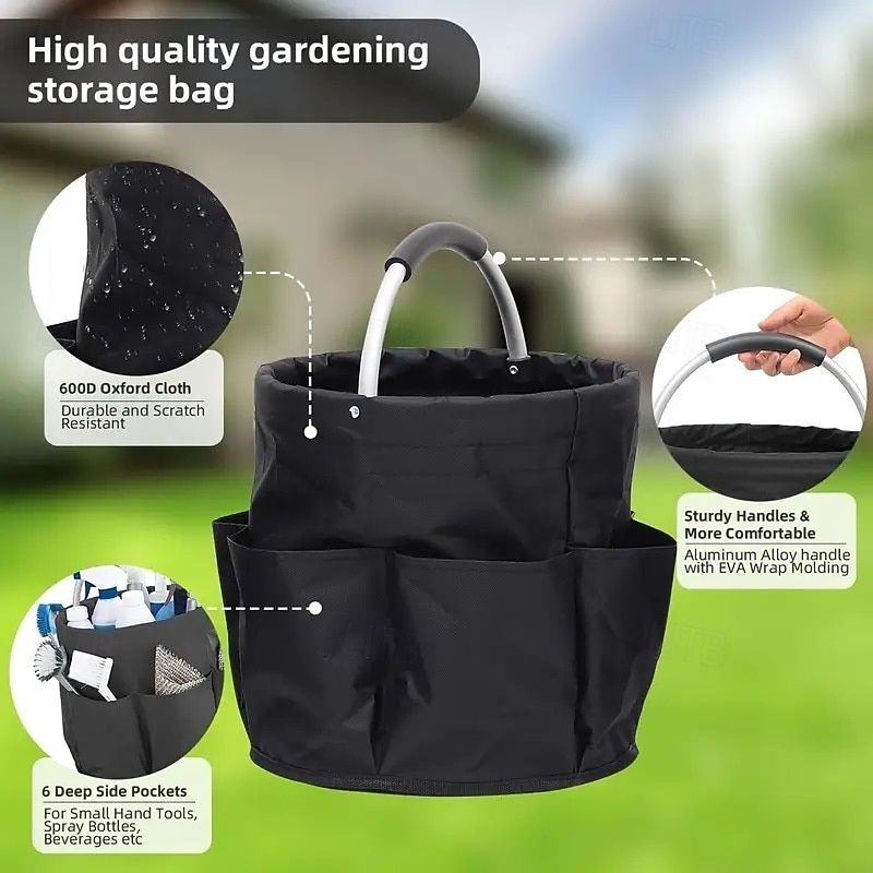 1pc Portable Foldable Picnic Basket and Garden Tool Tote, Outdoor Handheld Storage Basket for Travel, Toiletries, and Gardening Supplies2
