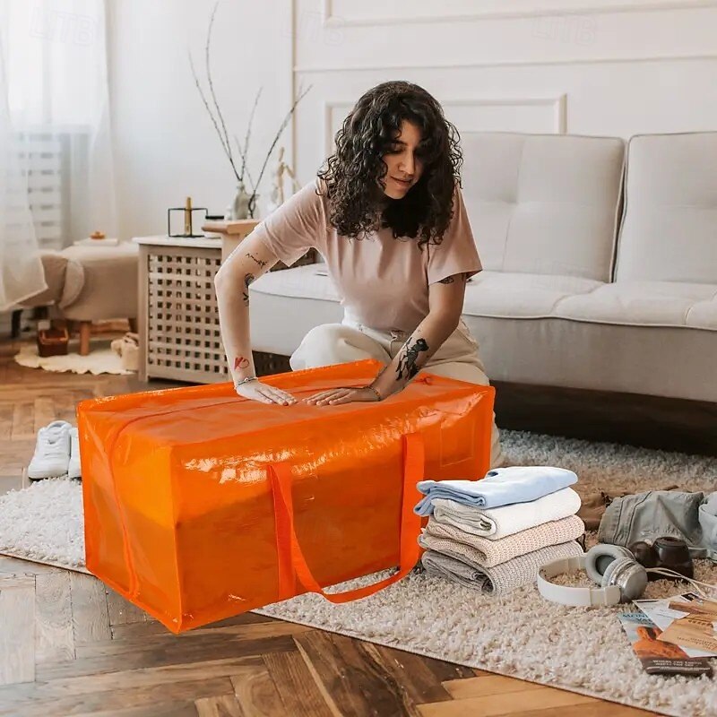 2-Pack Large Moving Bags with Side Handles and Label Pocket, Durable Storage Totes for Clothes, College Dorm, Travel, Underbed Storage and Moving Essentials, 6 Styles Available3