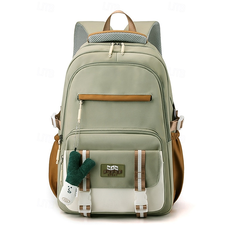 Teenage Sports Backpack – Water-Resistant Travel Backpack with Multiple Compartments, Adjustable Straps, and Stylish Green & Brown Design for School, Outdoor Activities and Daily Commutes