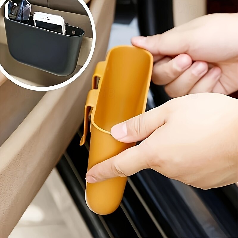 1pc Mini Car Door Hanging Trash Can - Durable Plastic Space-Saving Design for Easy Access Ideal for Car Storage and Organization Car Accessories4