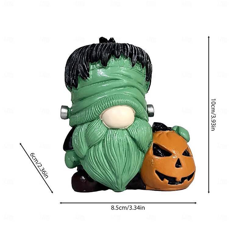 Halloween Resin Gnome Figurine, Pumpkin Gnome Decoration for Home, Office, Garden, Durable Resin Statue, Unique Gift Idea4