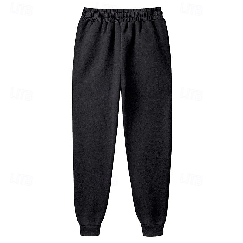 Men's Athletic Pants Fleece Pants Sweatpants Joggers Trousers Pocket Elastic Waist Drawstring Plain Comfort Full Length Outdoor Daily Going out Fashion Streetwear Black3