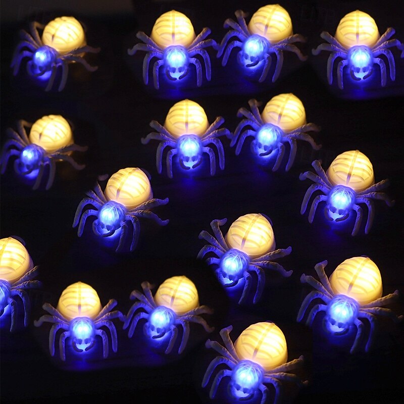 12 Pcs Halloween Eye Glowing Spider Lights Ghost Festival Party Decoration Bar Haunted House Bedroom Ornaments LED Candle Night Lights4