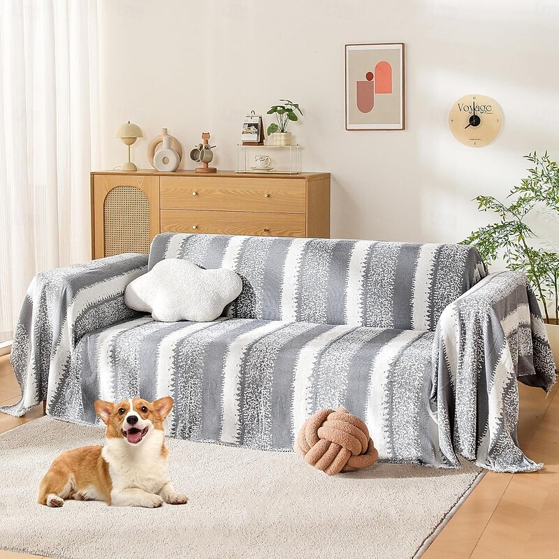 Boho Sofa Cover, Couch Covers for 3 Cushion Couch Sofa Pet Friendly, Sofa Cover Washable, Soft Chenille Living Room Couch Covers Slipcover, Pet Furniture Protecto