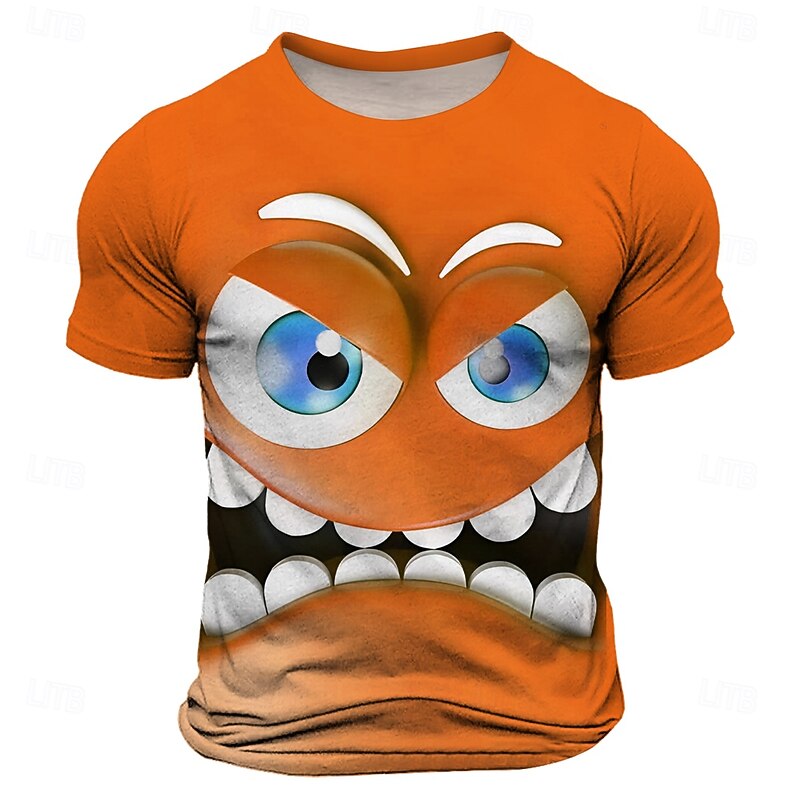 Men's Cartoon 3D T Shirt Short Sleeve T shirt 3D Print Crew Neck Shirt Fashion Exaggerated Daily Party Street Casual Blue Purple Orange Summer Spring All Seasons Clothing Apparel S M L XL XXL XXXL2