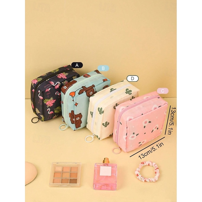 Portable Oxford Cloth Menstrual Pad Storage Bag with Zipper, Multifunctional Travel Organizer for Sanitary Pads, Makeup, Wallet, Ideal for Women, Teens, Office, School2