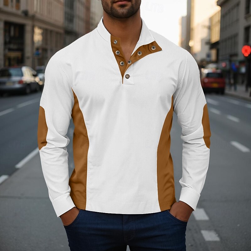 Men's Sweatshirt Button Up Hoodie Apricot Black White Red Blue Standing Collar Plain Patchwork Sports & Outdoor Casual Daily Streetwear Cool Sportswear Fall & Winter Clothing Apparel Hoodies2