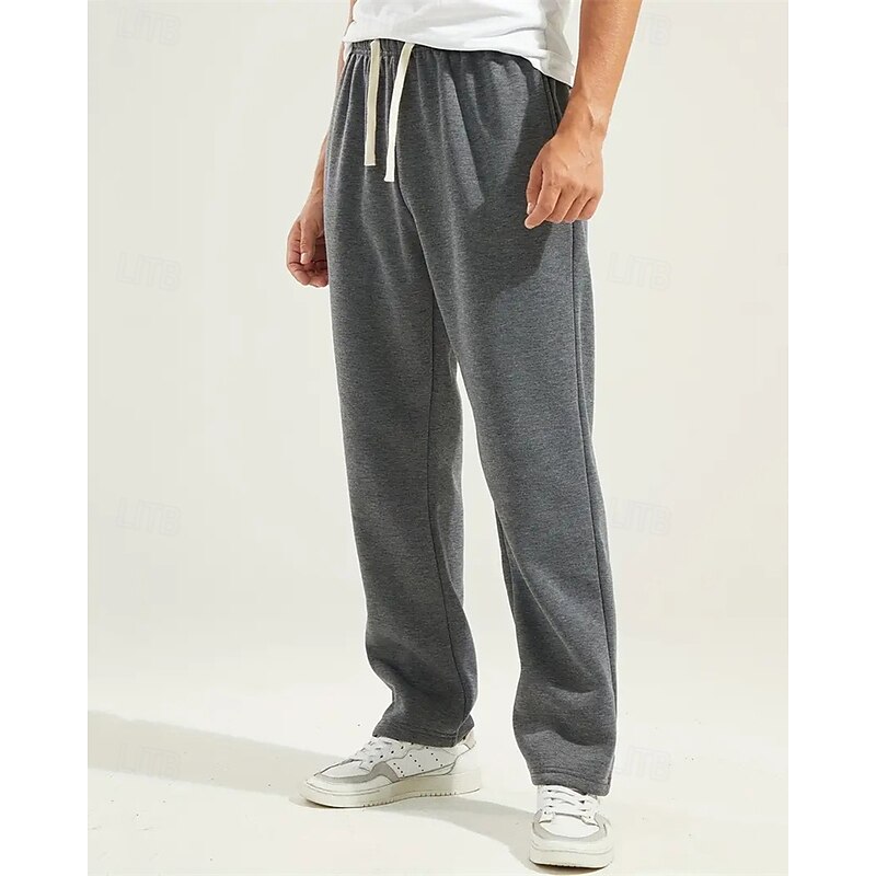 Men's Athletic Pants Sweatpants Straight Leg Sweatpants Pocket Elastic Waist Drawstring Plain Comfort Sports Outdoor Daily Fashion Casual Black Light Grey Micro-elastic3