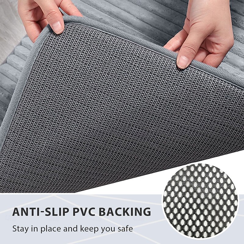 Ultra Soft Bath Mat Charcoal Infused Memory Foam 17" x 24", Bath Rugs for Bathroom Non-Slip, Thick & Water Absorbent Bathroom Rugs, Room Accessories Shower Floor Mat, Washable3