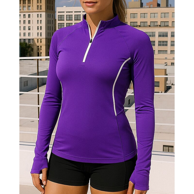 Women's Trackshirt Long Sleeve Shirts Quarter Zipper Long Sleeve Top Athleisure Fall Solid Colored Quick Dry Moisture Wicking Breathable Outdoor Running Yoga Sportswear Activewear Wine Red Black Pink3
