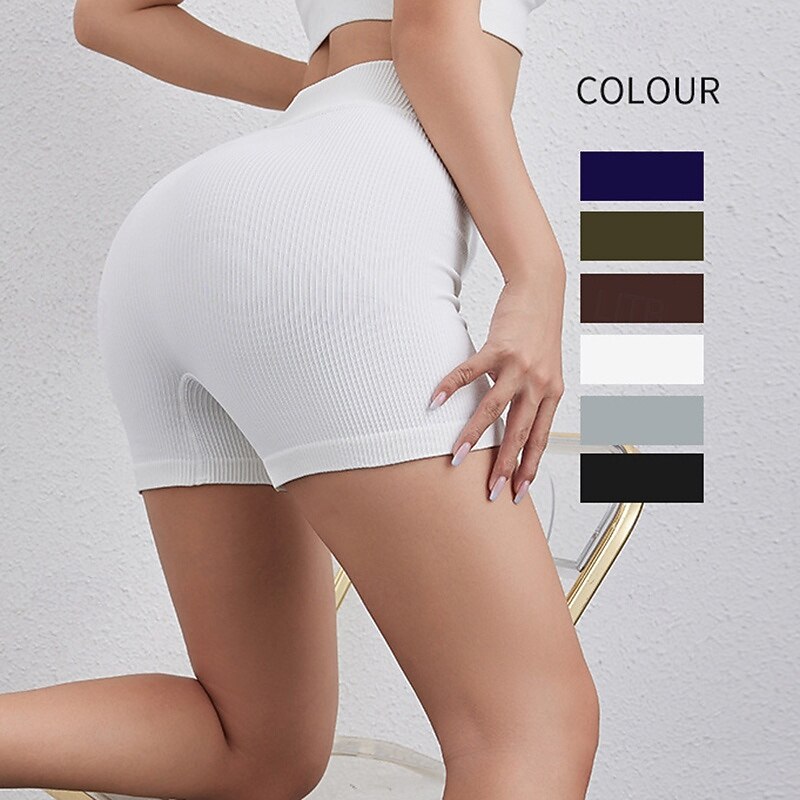 Women's Yoga Shorts Biker Shorts Tummy Control High Waist Gym Workout Athletic Bottoms Solid Color Black White Green Sports Activewear Tight Fit3