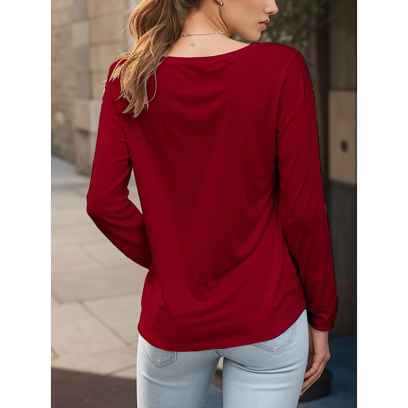 Women's T shirt Long Sleeve Crew Neck Long Sleeve Tunic Graphic Geometric Striped Vintage Stylish Round Neck Regular Tops Daily Print Pink Red Blue Purple Brown Fall Prefall2