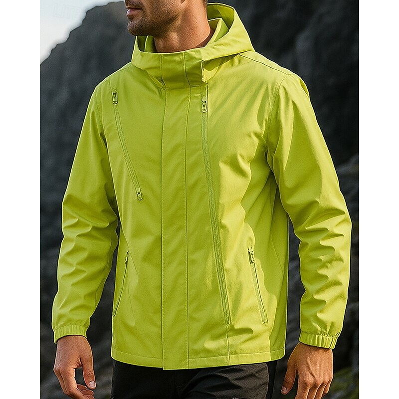 Men's Windbreaker Softshell Jacket Hiking Jacket Outdoor Waterproof Windproof Hiking Outfits Hiking Clothes Spring Autumn / Fall Top Camping / Hiking / Caving Running Solid Color Green3